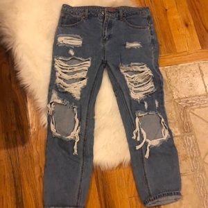 Distressed relax fit denim